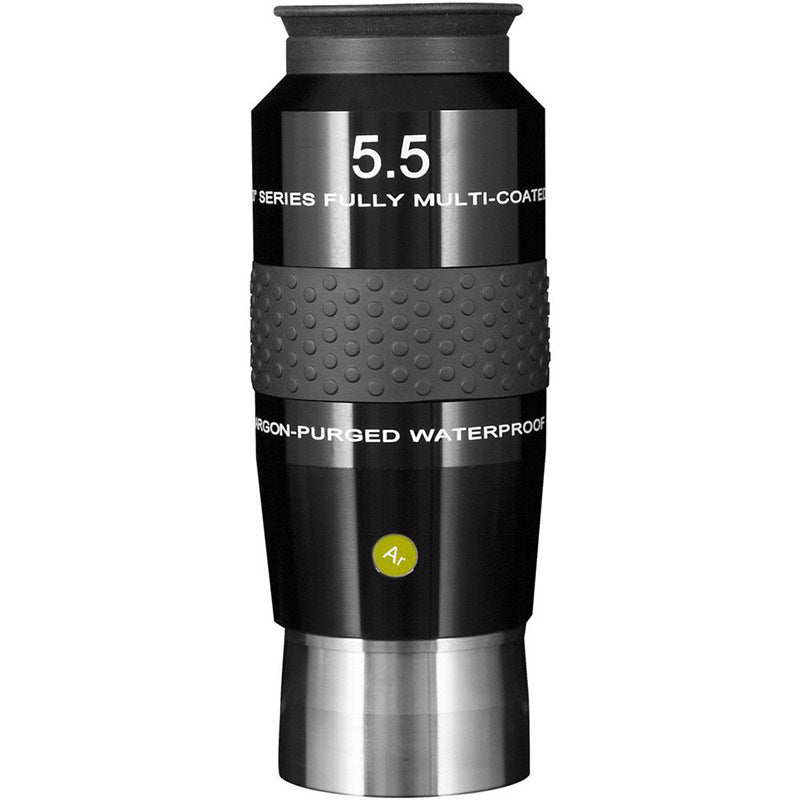 Explore Scientific 100° Ar 5.5mm eyepiece for telescopes, featuring a 2-inch barrel and wide 100-degree field of view.