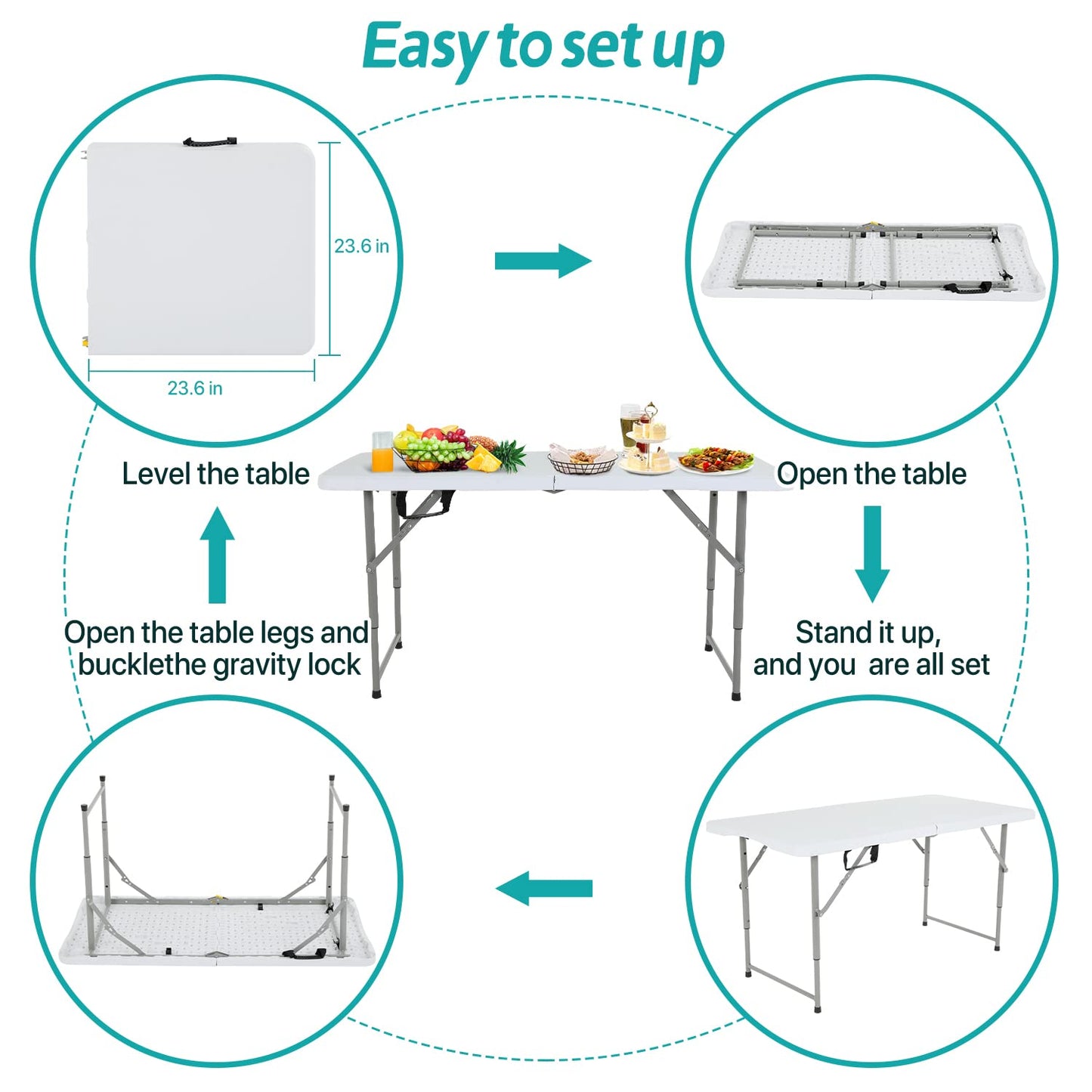 EDISLA Atlas Outdoor Folding Table 4ft