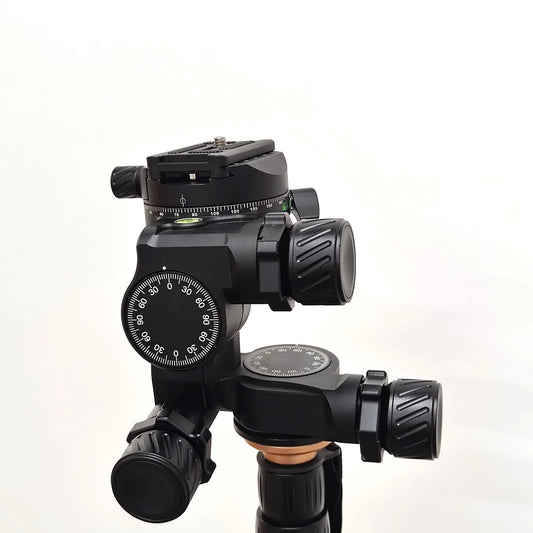 MSM New CNC Machined 3-Way Geared Tripod Head with Arca QR Plate