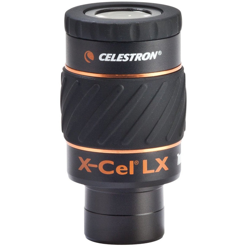 Celestron X-Cel LX 7mm eyepiece for telescope, 1.25-inch diameter, with black body and gold accents, suitable for astronomical viewing
