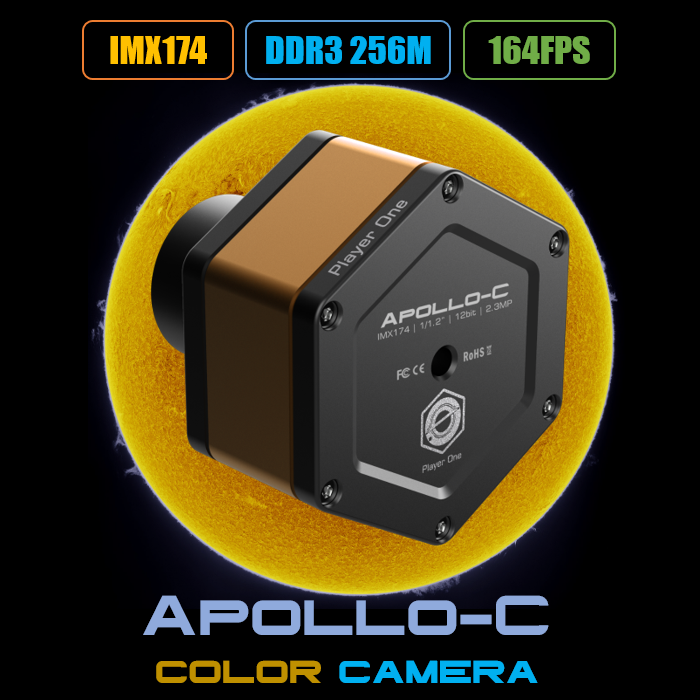 Player One Astronomy Apollo-C USB3.0 Color Camera (IMX174) - EDISLA