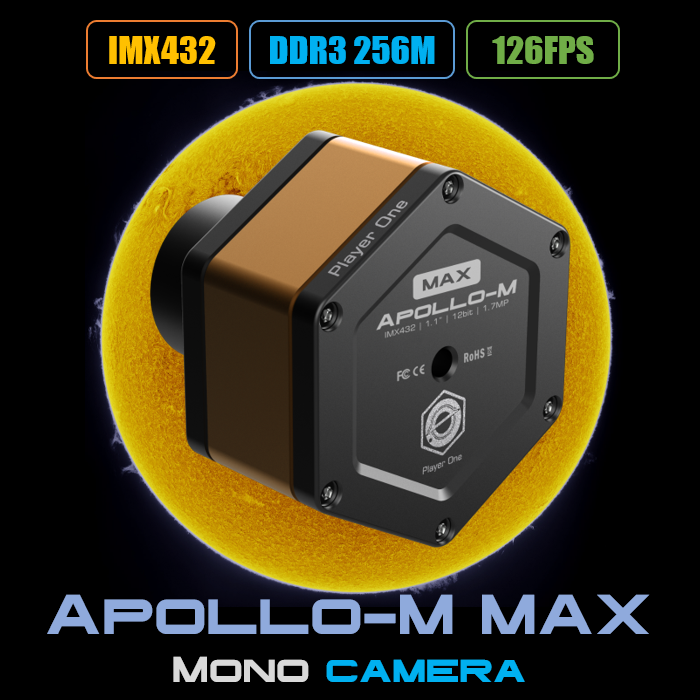 Player One Astronomy Apollo-M MAX USB3.0 Mono Camera (IMX432) - EDISLA