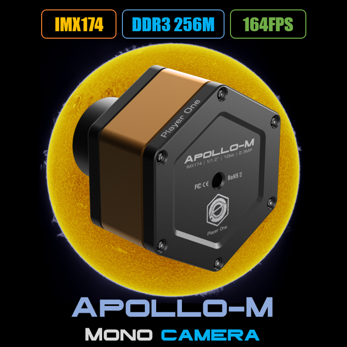 Player One Astronomy Apollo-M USB3.0 Mono Camera (IMX174) - EDISLA