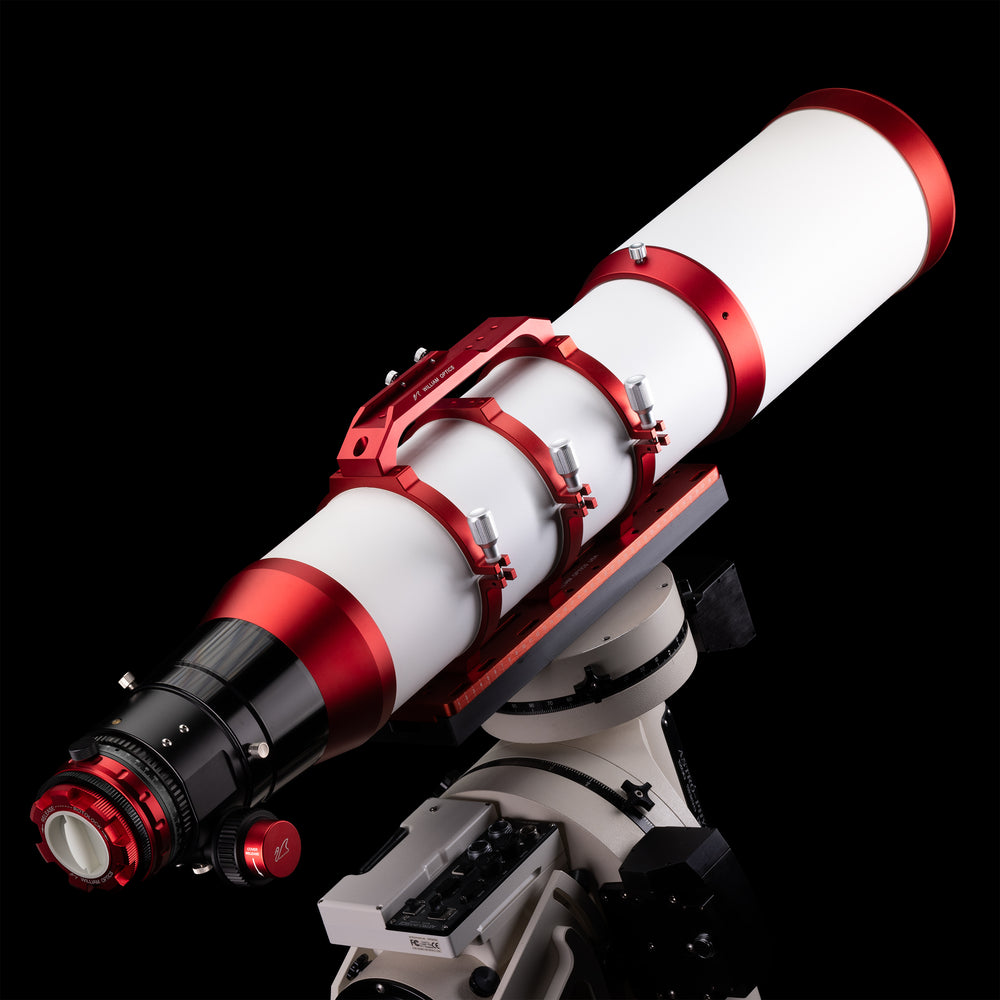 William Optics Fluorostar 156 telescope with sleek optical tube and mounting accessories, ideal for stargazing and astronomical observation.