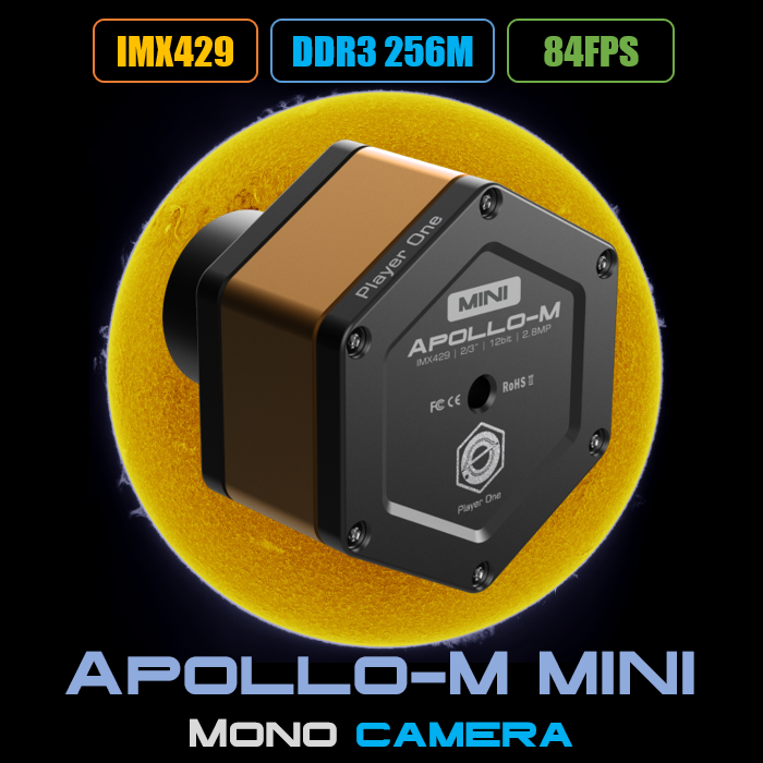 Player One Astronomy Apollo-M MINI USB3.0 Mono Camera (IMX429) - EDISLA