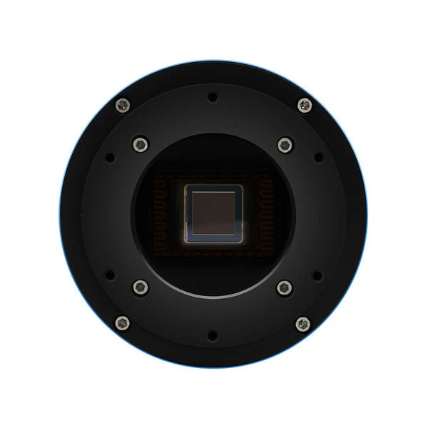 ToupTek Astro ATR533C color CMOS camera with IMX533 sensor, shown with lens and connection port for astrophotography imaging.