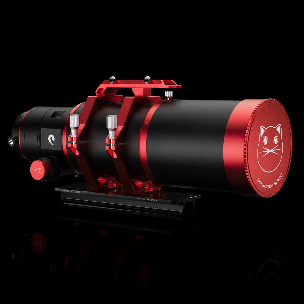 William Optics Ultra-Cat 108 astrograph telescope with sturdy optical tube and mounting hardware for astrophotography.