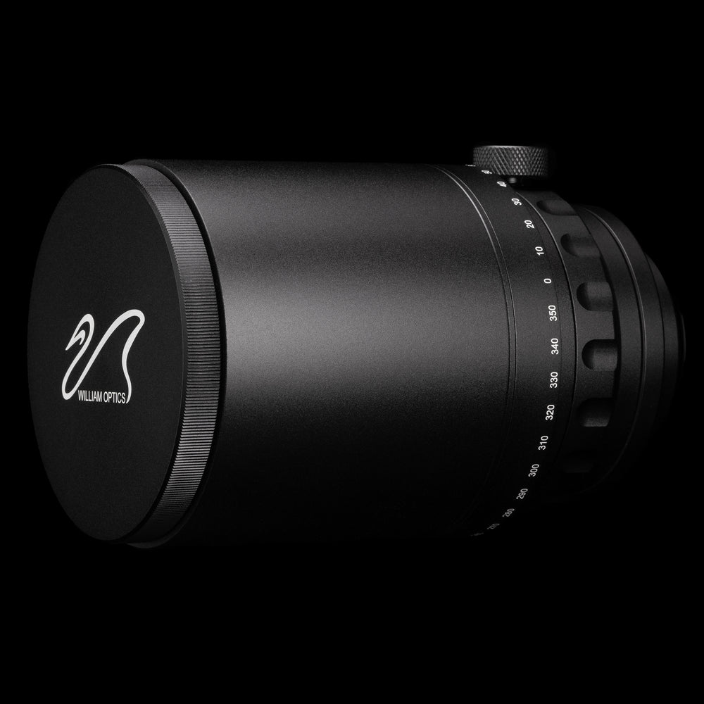 William Optics Ultra Flat 132 0.79x reducer for telescope accessories, shown with optical elements and mounting hardware.