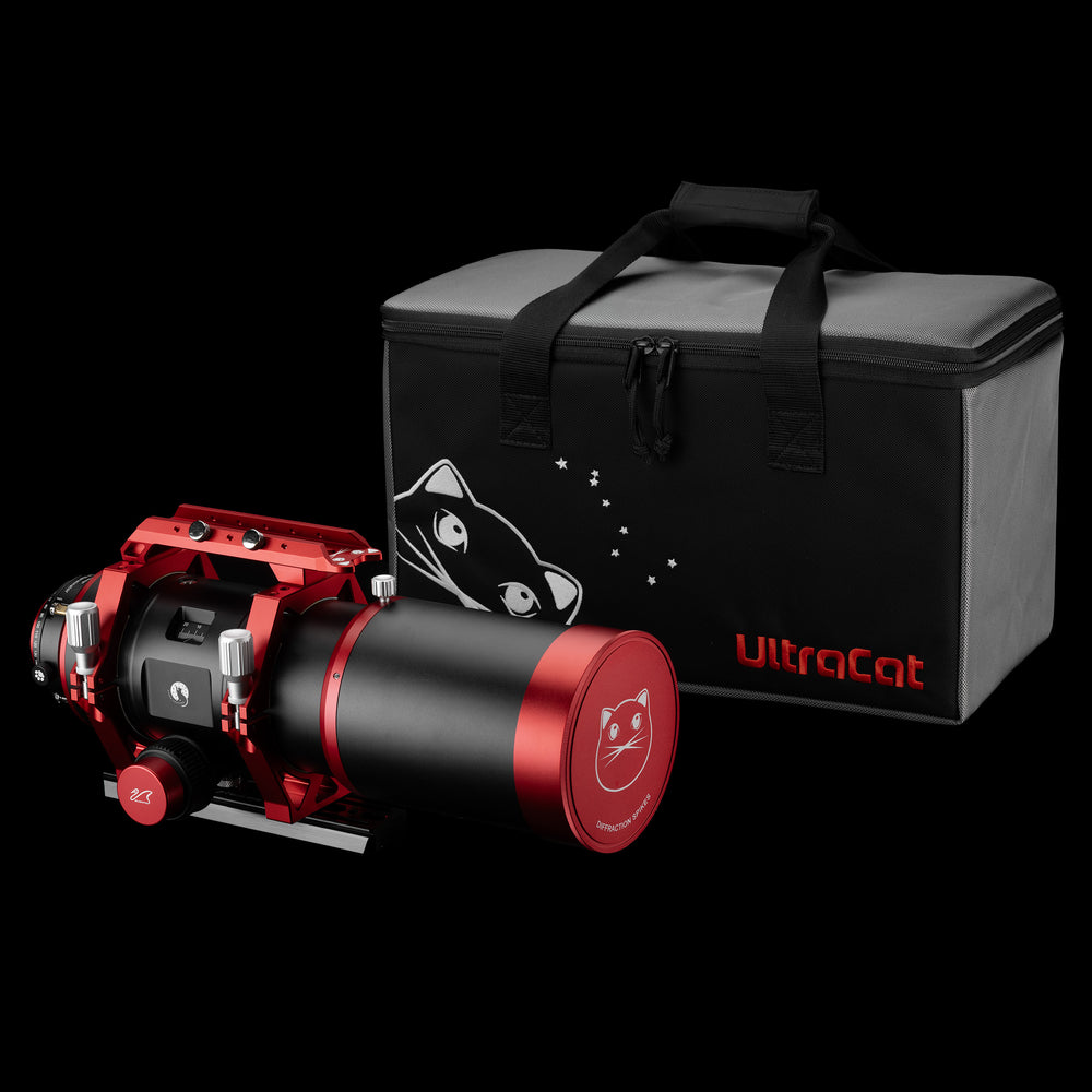 William Optics Ultra-Cat 76 astrograph telescope with mounted optical tube and accessories, suitable for astrophotography and stargazing.