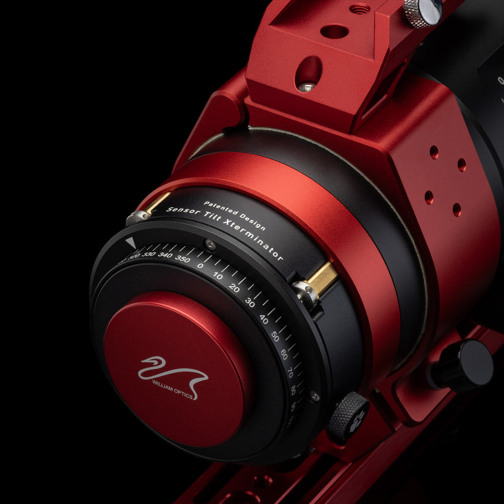 William Optics Ultra-Cat 56 astrograph telescope with a sleek optical tube and mounting accessories, designed for astrophotography.