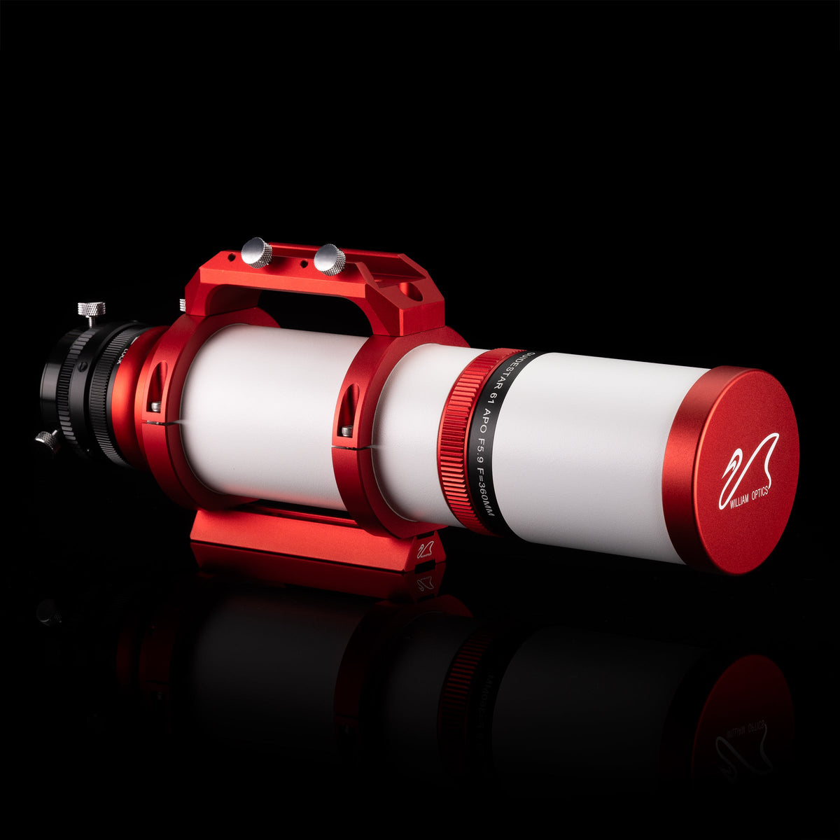 William Optics GuideStar 61 guide scope mounted on a telescope, showing its compact design and optical lens for astrophotography.