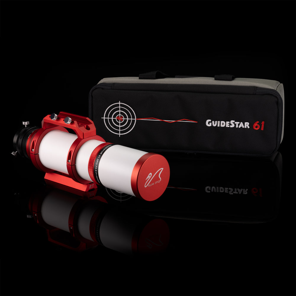 William Optics GuideStar 61 guide scope mounted on a telescope, showcasing its compact design for astrophotography.