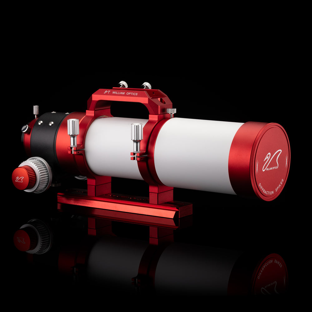 William Optics Gran-Turismo 71 II telescope with included accessories and tripod for astronomy observation.