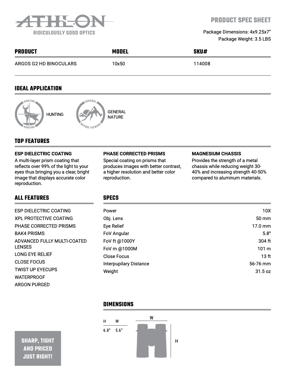 Athlon ARGOS G2 HD 10X50 - EDISLA