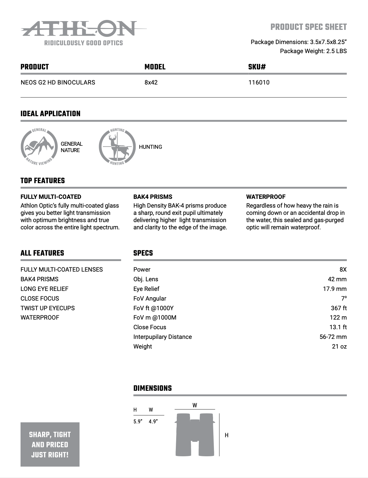 Athlon NEOS G2 HD 8X42 - EDISLA