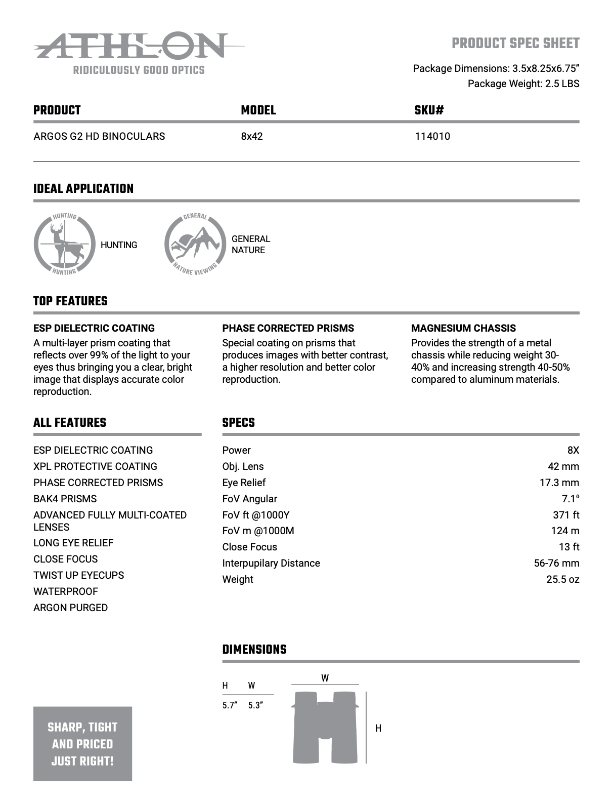 Athlon ARGOS G2 HD 8X42 - EDISLA