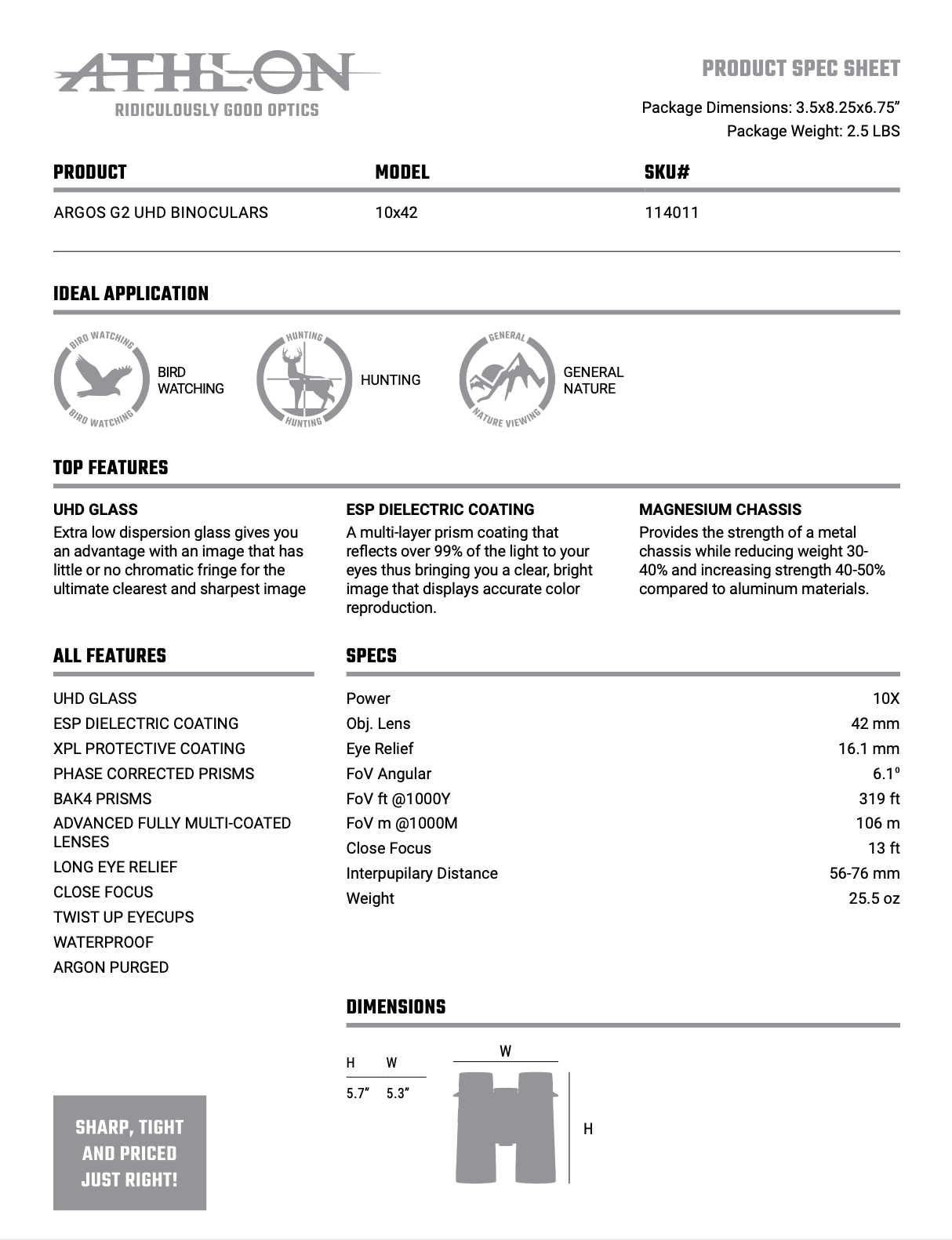 Athlon ARGOS G2 UHD 10x42 - EDISLA