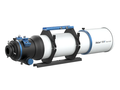 Askar 111F Flat-Field Astrograph telescope with a sleek optical tube and mounting, designed for astrophotography and celestial imaging.