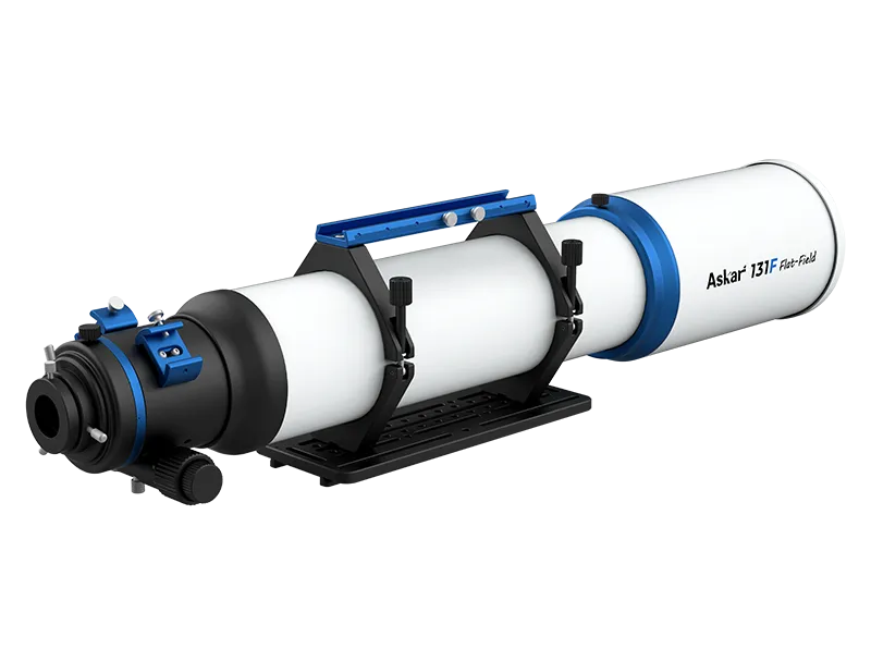 Askar 131F Flat-Field Astrograph telescope with large optical tube and precise focuser, ideal for astrophotography and astronomy.