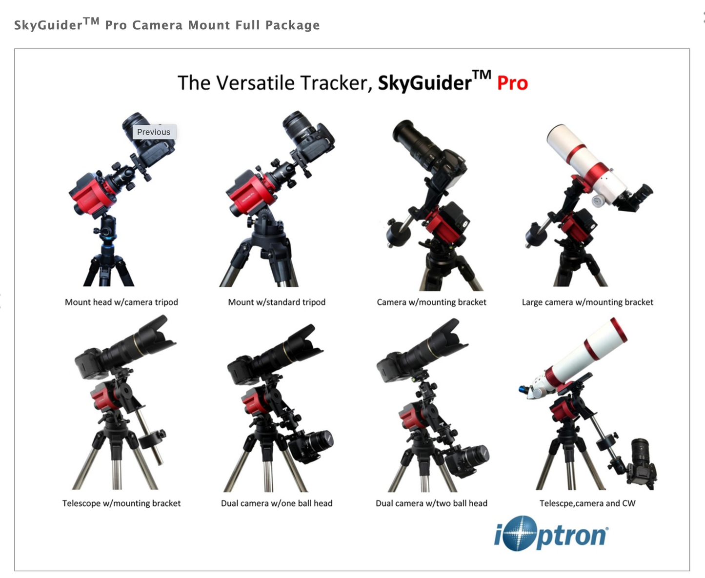 iOptron SkyGuider Pro Camera Mount with Polar Scope