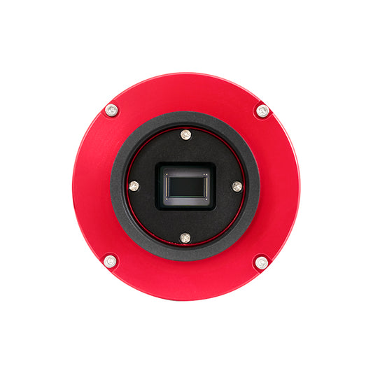 ZWO ASI585MM Pro astronomy camera with metal body and sensor, designed for astrophotography imaging.