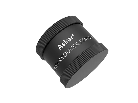 Askar 60F 0.75x reducer telescope accessory showing the optical reducer with threaded connections and metal construction