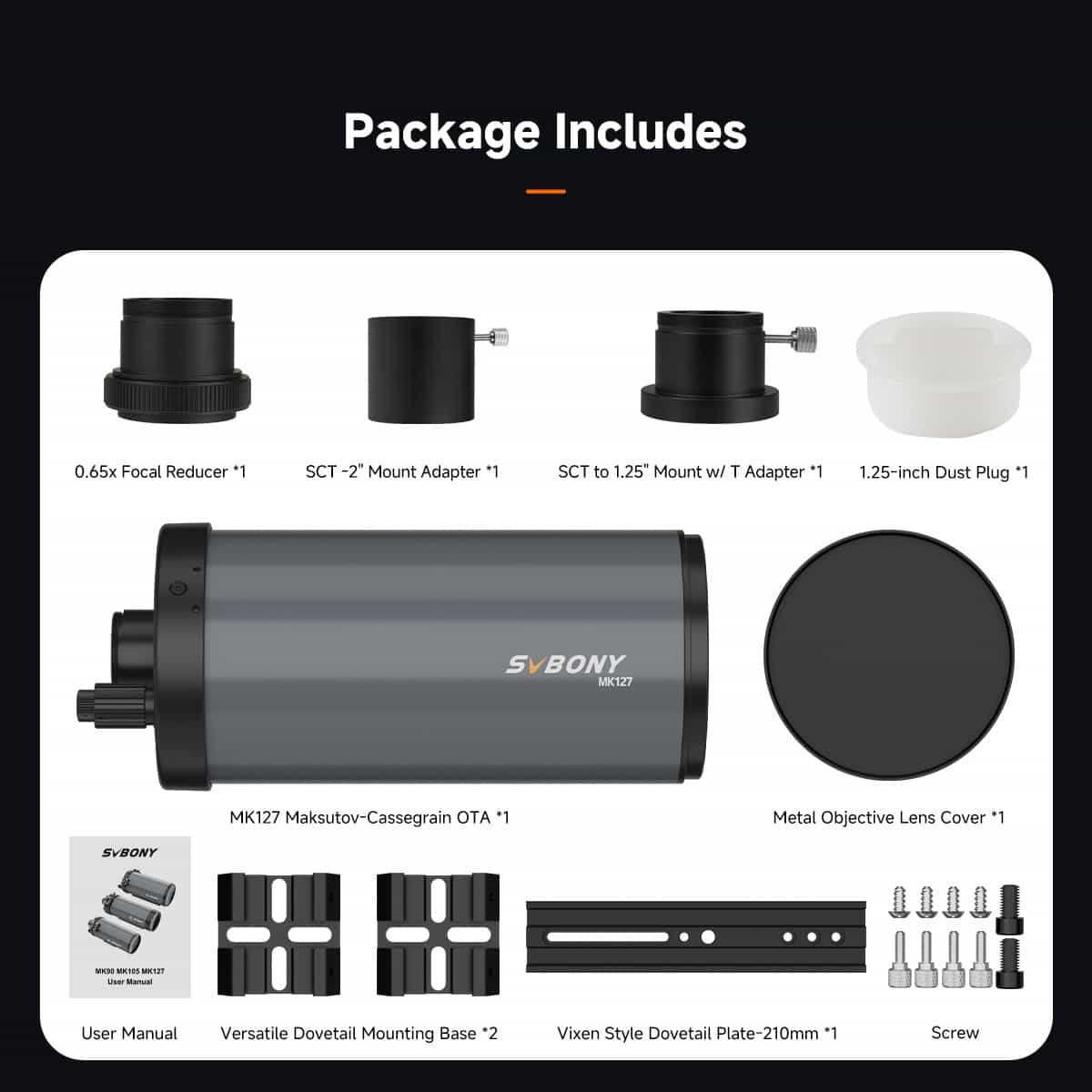Svbony MK127 Maksutov Cassegrain Telescope OTA - EDISLA