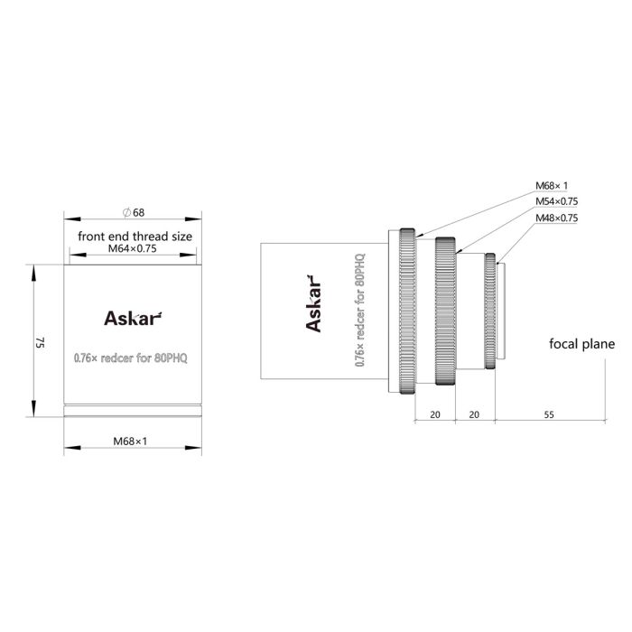 Askar 0.76x Reducer for Askar 80PHQ Telescope - EDISLA