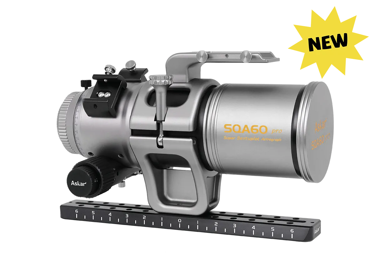 Askar SQA60 Pro astrograph telescope with adjustable mount and optical tube for astrophotography and stargazing.