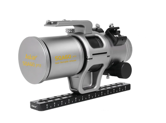 Askar SQA60 Pro astrograph telescope with sleek design and optical lens, ideal for astrophotography and celestial observation.
